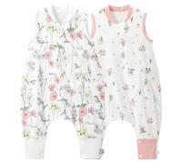 Duomiaomiao 2 Pezzi Sacco nanna per Bambini con Piedi, 1.0 Tog - Ideale per Primavera ed Estate, Utilizzabile Tutto l'Anno, 100% Cotone, Con Aperture per Gambe per Bambini
