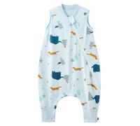 Duomiaomiao Sacco a pelo con piedi, sacco a pelo estivo con piedi, 100% cotone, sacco a pelo estivo per bambini, 0,5 tog con traspirante, elefante cartoni animati