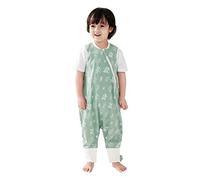 Duomiaomiao Sacco nanna per Bambini con Piedi, 1.0 Tog - Ideale per Primavera ed Estate, Utilizzabile Tutto l'Anno, 100% Cotone, Con Aperture per Gambe per Bambini