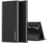 duomigesz Custodia per Samsung Galaxy S21 5G Custodia View Flip Case | Lusso Galvanizzazione Extra Sottile Custodia | Finestra Finestra Antiurto 360 Gradi (Nero)