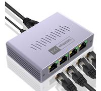 Duomigo Splitter Gigabit Ethernet da 1 a 4, splitter LAN ad alta velocità da 1000 Mbps con alimentazione USB, 4 dispositivi di rete simultanea per cavi Cat5/5e/6/7/8