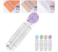 Duomiluo 4 in 1 Paper Cutter,4 in 1 Multi-Function Paper Trimmer with Straight, Wave, Creasing Blades,Scrapbooking Tool for Cutting Papers,Coupons,Postcards (Purple)