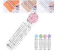 Duomiluo 4 in 1 Paper Cutter,4 in 1 Multi-Function Paper Trimmer with Straight, Wave, Creasing Blades,Scrapbooking Tool for Cutting Papers,Coupons,Postcards (Pink)