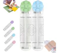 Duomiluo 4 in 1 paper cutter, Concernas 4 in 1 Multi-Function Paper Trimmer, Multi-Functional Bidirectional Papers Trimmer, for Cutting Papers, Coupons, Postcards, Scrapbook (Blue+Green)