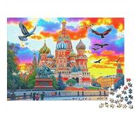Duomo Cupole Colorate Piazza Puzzle 1000 Pezzi Carta per Adulti Tramonto del Cielo Gioco di Puzzle 1000 Pezzi Relax Concentrazione Decorazione Regalo 38x26cm/1000pcs