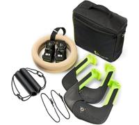 Duonamic Eleviia Ultimate Pull Up Bar Travel Package: kit da 9 pezzi include le maniglie originali Eleviia Pull Up - Barra per trazioni - Anelli in legno con cinghie regolabili per Calisthenics