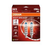 Duopack OSRAM H1 12V 55W P14.5s Notte Breaker Laser Fino +150% 3400 K