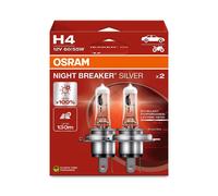 DuoPack OSRAM H4 Alogena 12V 60/55W P43t NIGHT BREAKER® SILVER Fino A +100%