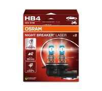 Duopack Osram HB4 Halogeno 12V 51W P22D Night Breaker® Laser Fino A +150%