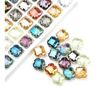 Duories 50 perline di cristallo a quadrifoglio da 12 mm, con fori a forma di trifoglio portafortuna, per la creazione di gioielli fai da te, collane, bracciali, orecchini, colori misti
