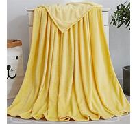 Duories - Coperta in pile soffice per soggiorno e divano, Super morbida e calda coperta in flanella e pile, per divano, divano letto o soggiorno, giallo 50x70cm