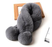 Duories Sciarpa invernale da donna, in peluche, morbida e calda, in finta pelliccia di coniglio, per l'autunno, con collo di pelliccia, scaldacollo, per donne e ragazze