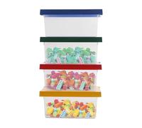 Duoruameng 4 pezzi di mattoncini da costruzione con coperchio, impilabile, scatola per giocattoli in plastica, scatola per assortimento giocattoli, 30,3 x 20,6 x 13,5 cm