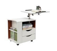 Duoruameng Comodino funzionale mobile comodino girevole camera da letto comodino comodino con ruote e cassetti Libreria multifunzione (bianco)