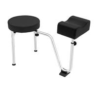 Duoruameng Sgabello per pedicure 2 in 1, con poggiapiedi, altezza e lunghezza regolabili, poggiapiedi ergonomico per unghie, massaggio e tatuaggi, nero