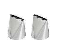 DUORUI 2 pezzi Ugelli per glassa e beccucci per decorazione torte e cupcake in acciaio inox, forma piatta e a zig-zag, apertura grande