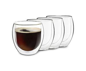 DUOS Feelino - Bicchieri termici a doppia parete, per mantenere le bevande calde o fredde più a lungo, con effetto sospeso, adatti per tè, caffè Set 06: 4 x 310 ml Jumbo