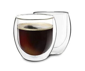 DUOS Jumbo Latte Macchiato Set di 2 bicchieri da 310 ml, a doppia parete, per latte macchiato, bicchieri da caffè, bicchieri da tè, cappuccino, bicchieri termici a doppia parete