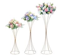 DUOSAMY Supporto per fiori per matrimonio, 3 pezzi, colore oro, unico a forma di clessidra, centrotavola, decorazione per la casa, soggiorno, camera da letto, feste, banchetti