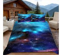 Duosm Copripiumino una Piazza e Mezza Galaxy, 3D Copripiumino 200x200 Spazio Stellare Della Galassia Set Biancheria da Letto 3 Pezzi Microfibra Copripiumone con 2 Federe