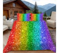 Duosm Copripiumino una Piazza e Mezza Paesaggio Arcobaleno, 3D Copripiumino 200x200 Ombre Set Biancheria da Letto 3 Pezzi Microfibra Copripiumone con 2 Federe