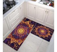 DUOTCYELE Tappetini Da Cucina Caleidoscopio Colorato per Pavimento, Arte Psichedelica, Comodi, Lavabili, Antiscivolo, Per Lavelli Da Cucina, Lavanderia E Bagno, 2 Pezzi, 40x60cm+40x120cm