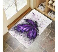 DUOTCYELE Zerbino 80 x 120 cm, Zerbino Con Ali Di Farfalla Spiegate Esterno Interno Ingresso, Zerbinos Schizzo Ad Acquerello Antiscivolo Con Bordi Resistenti per Porta E Corridoio, Viola