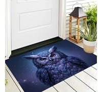 DUOTCYELE Zerbino 80 x 120 cm, Zerbino Con Cielo Stellato Gufo Esterno Interno Ingresso, Zerbinos Illustrazione Di Un Animale Fantastico Antiscivolo Con Bordi Resistenti per Porta E Corridoio, Viola