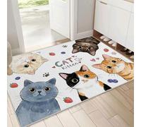 DUOTCYELE Zerbino Con Cuore Gatto, Zerbino Simpatici Animali Ad Acquerello Interni, Tappetino per Porta Anteriore Posteriore, Decorazione per La Casa, Tappeto Da Multicolore, 45 x 75 cm