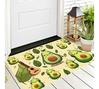 DUOTCYELE Zerbino Ingresso, 40 x 60 cm Tappeto Sottile Avocado Note Musicali Foglie Verdi Microfibre Morbide Con Fondo Antiscivolo Tappeto Frutta Carina In Stile Cartone Animato per Cane, Ingresso