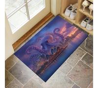 DUOTCYELE Zerbino Ingresso, 45 x 75 cm Tappeto Sottile Polpo Teatro Dell'Opera Microfibre Morbide Con Fondo Antiscivolo Tappeto Animale Astratto Psichedelico per Cane, Ingresso, Porta E Corridoio