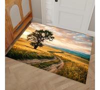 DUOTCYELE Zerbino Ingresso 60 x 90 cm, Zerbino Con Campagna Campi Montagne, Paesaggio Pastorale, Zerbinos Antiscivolo Lavabile in Lavatrice Decorazione per Ingresso Esterno E Interno, Giallo Dorato