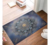 DUOTCYELE Zerbino Mandala Blu E Oro - 90 x 150 cm - Lusso Retrò - Zerbino Ingresso Esterno E Interno - Antiscivolo - Facile Da Pulire - Per Interni Ed Esterni, Casa E Ufficio, Blu