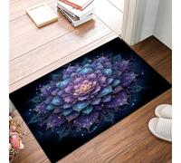 DUOTCYELE Zerbino per Interni Con Mandala Luce Stellare 60 x 90 cm, Zerbino per Pavimento Con Arte Psichedelica Misteriosa, Decorazione per La Casa, Tappetino Antiscivolo per Soggiorno, Viola