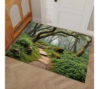 DUOTCYELE Zerbino per Interni Con Muschio Rocce Sentieri 40 x 60 cm, Zerbino per Pavimento Con Paesaggio Naturale Della Foresta Pluviale, Decorazione per La Casa, Tappetino Antiscivolo per Soggiorno