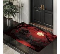 DUOTCYELE Zerbino per Interni Con Sole Rosso Padiglioni E Torri 40 x 60 cm, Zerbino per Pavimento Con Arte Tradizionale Orientale, Decorazione per La Casa, Tappetino Antiscivolo per Soggiorno, Rosso