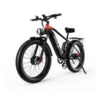 DUOTTS F26 Bici Elettrica 1500W Doppio Motore 48V 20AH 26 "Pneumatico Grasso E-BIKE Adulto E-Mountain MTB, Sospensione Completa, Freno Idraulico Black-Red