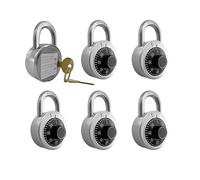 DuoTyga Lucchetto a combinazione con chiave, confezione da 6 pezzi, 2 chiavi uguali, serratura a combinazione per scuola, cassetta degli attrezzi, palestra, dipendenti e custodie, nero