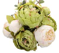 Duovlo Fiori finti in seta di peonie artificiali vintage, decorazione per la casa, confezione da 1 (verde nuovo)