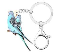 DUOWEI Acrilico blu coda lunga Parrocchetto uccello portachiavi carino animale portachiavi borsa fascino regalo per le donne ragazza adolescente, Blu2, M