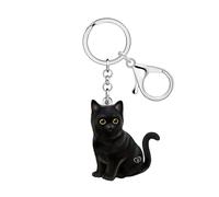 DUOWEI Acrilico Carino Gatto Nero Portachiavi Portachiavi Gattino Accessori Regali per Donne Ragazze Gatto Mamma Chiavi Auto Portafoglio Amanti Degli Animali Domestici (Nero)