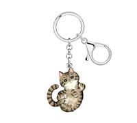 DUOWEI Acrilico Carino Tabby Gatto Portachiavi Portachiavi Gatto Accessori Regali per Donne Ragazze Gatto Mamma Chiavi Auto Portafoglio Amanti Degli Animali Domestici (Marrone)