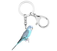 DUOWEI Acrylic Blue Long-tailed Parakeet Bird Keychain Cute Animal Keyring Purse Charm Gift for Women Teen Girl
