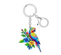 DUOWEI Carino Colorato Pappagallo Tropicale Portachiavi Uccelli Amanti Regali per le Donne Ragazze Auto Chiavi Portafoglio Zaino Accessori (Multicolore)