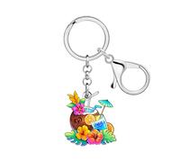 DUOWEI Carino Hawaii Tropicale Palma Spiaggia Portachiavi Regali per le Donne Ragazze Chiavi Della Macchina Portafoglio Zaino Amanti Della Spiaggia (Noce di cocco)