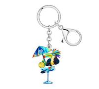 DUOWEI Carino Hawaii Tucano Tropicale con Margarita Portachiavi Amanti Degli Uccelli Regalo per Donne Ragazze Auto Chiavi Portafoglio Zaino (Multicolore)