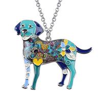 DUOWEI Collana con ciondolo a forma di cane labrador, in lega di zinco, smaltata, floreale, idea regalo, Zinco