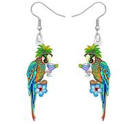 DUOWEI Cute Acrilico Pappagallo Orecchini Pendenti Macaws Gioielli per Le Donna Ragazza Bambina Jimmy Buffett Regali Di Vacanza (Hawaii F)