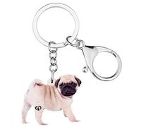 DUOWEI Cute Cane Carlino Portachiavi Animali Domestici Acrilico Portachiavi Borsa Borsa Decorazione Per Le Donna Giovane Ragazza Fascino Regali (Beige)