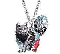 DUOWEI Cute Cat Gifts Collana con gatto smaltato per donne, ragazze, amanti dei gatti, ciondoli di compleanno (Dunkelheit)